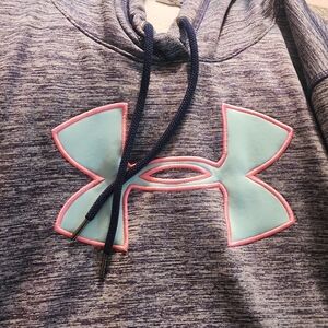 2- Under Armour Heathered Blue Hoodie with Pink Logo